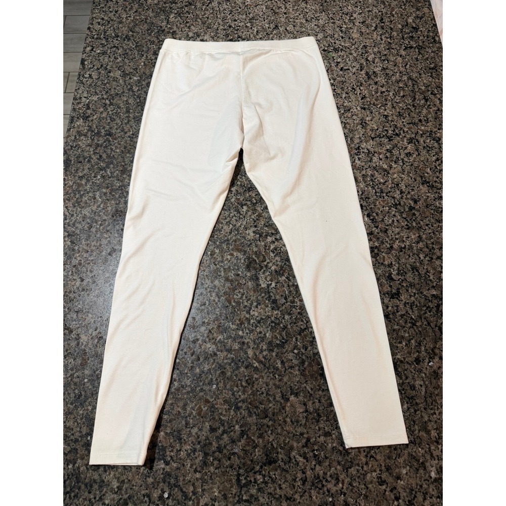 Boston Proper Sport‎ Womens Ivory Cotton Blend Stretch Leggings Size Medium M